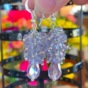 5 for $25 Sale! Amethyst Glass Cascading Earrings